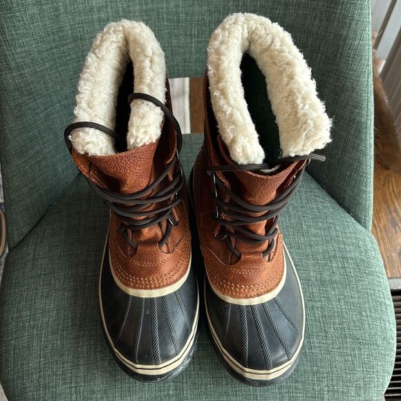 SOREL Men's Caribou Waterproof Winter Boots Brown and Black Boots size 7.5 EUC! - Picture 6 of 8